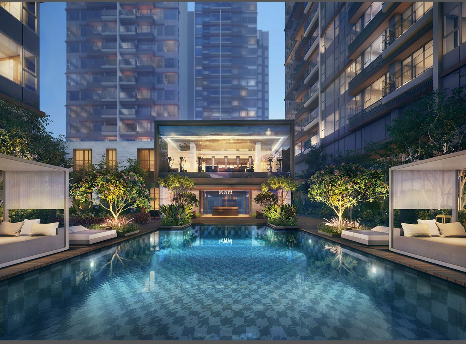 Thiết kế hồ bơi rộng hơn 50m The River Thủ Thiêm