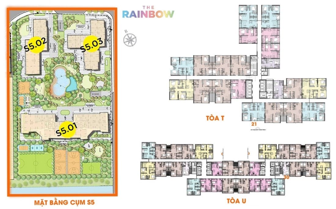 mat bang cum s5 the rainbow q9 Mặt bằng The Rainbow toà S5