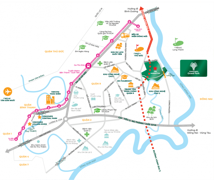 vi tri khu the rainbow vinhomes quan 9 Vị trí dự án The Rainbow
