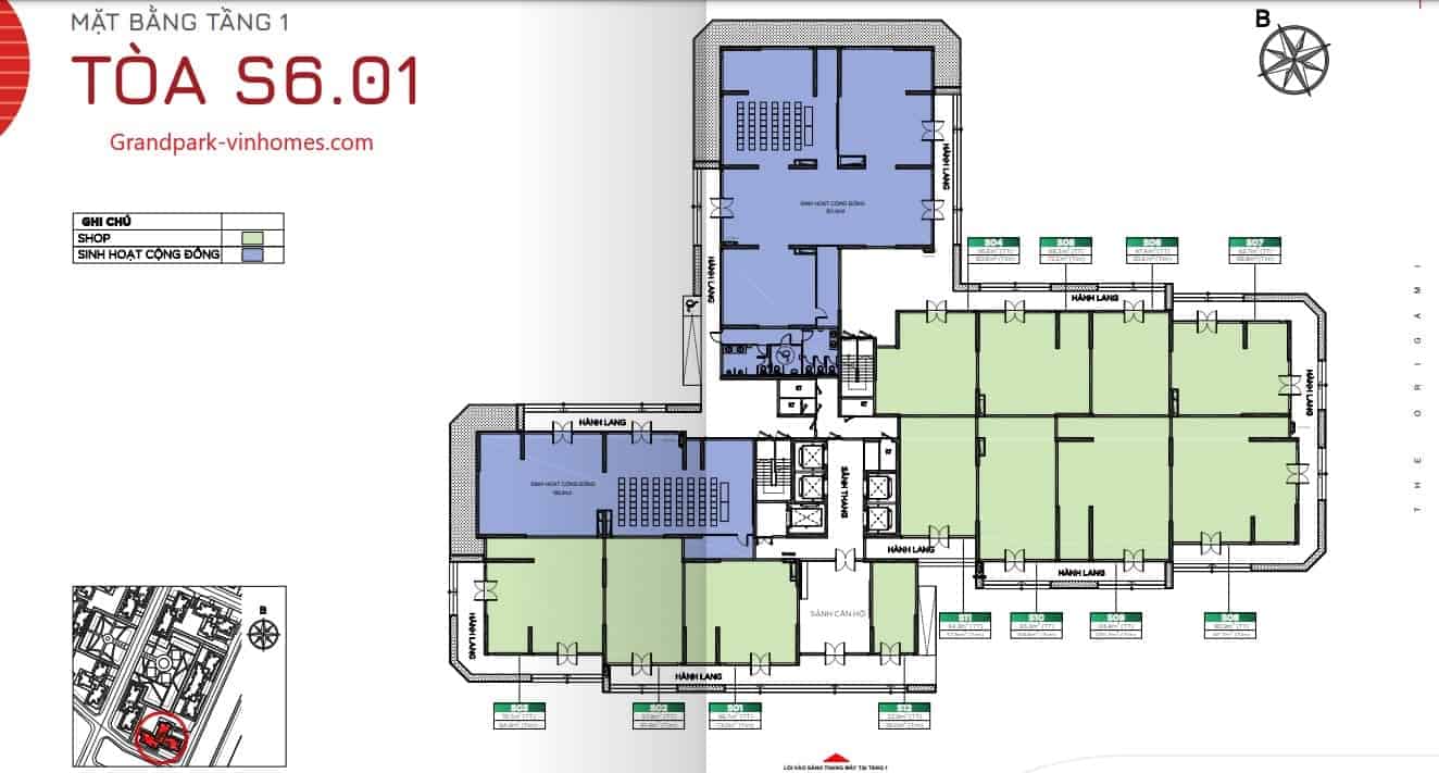 mặt bằng shophouse s601 the origami