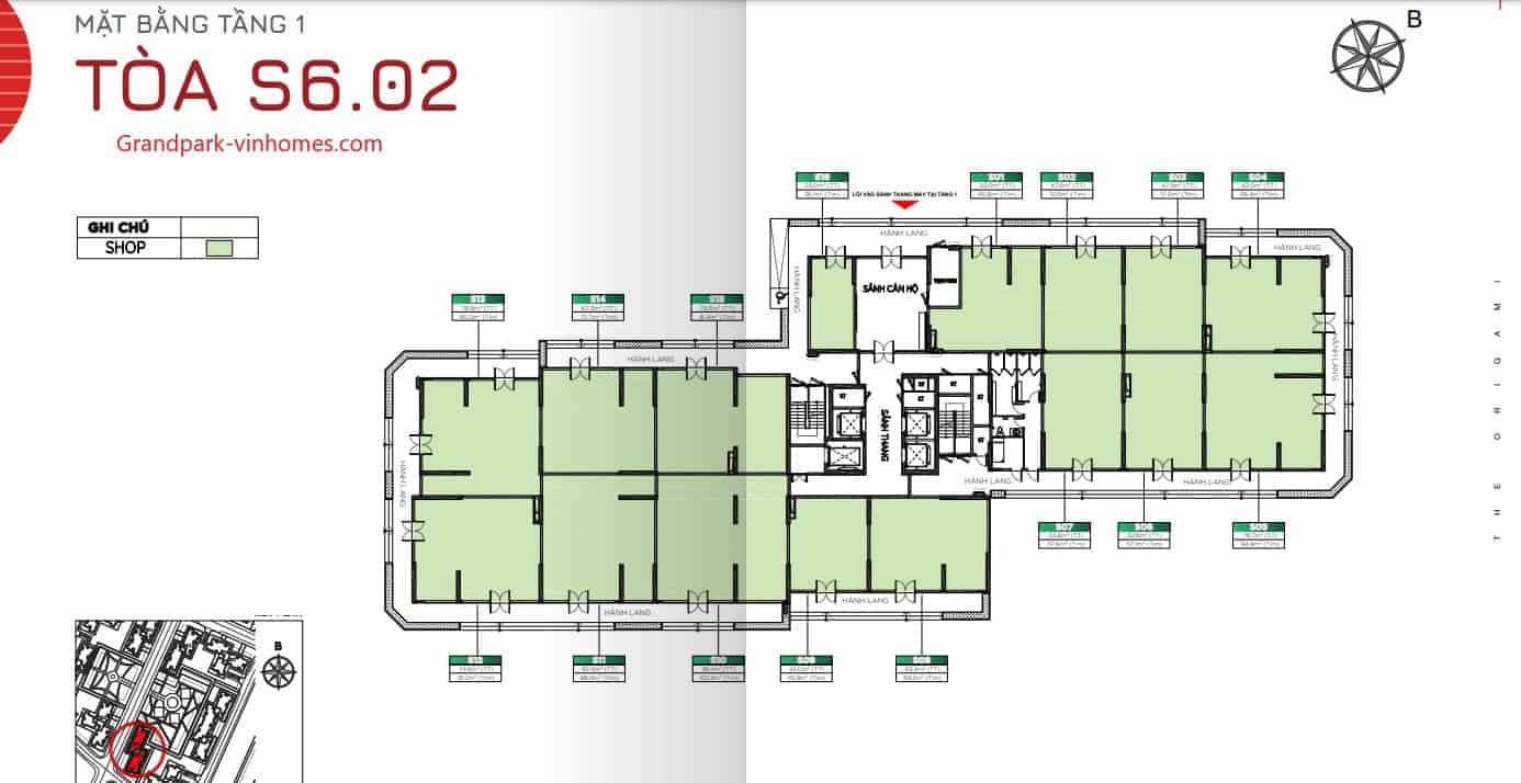 mặt bằng shophouse s602 origami