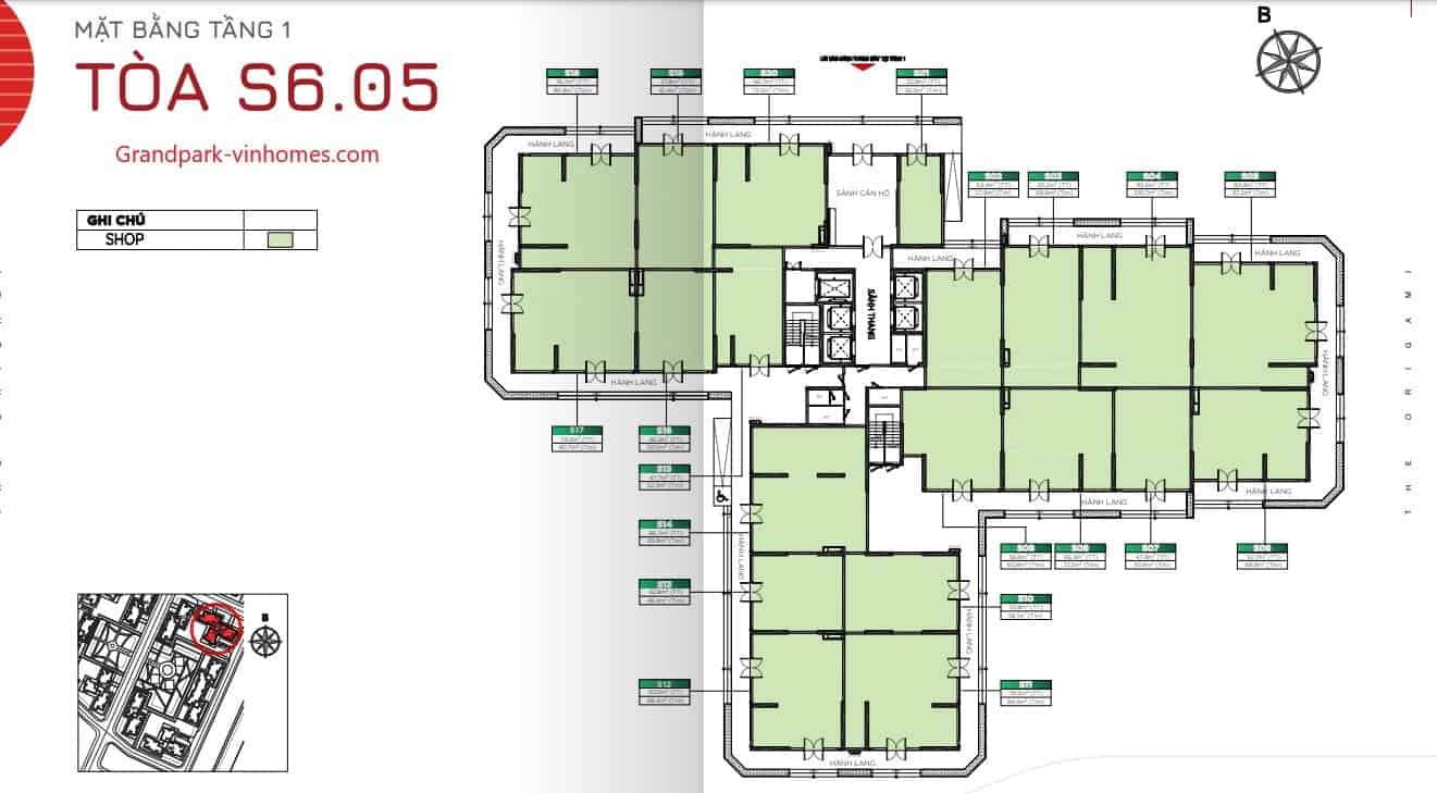 mặt bằng shophouse s605 origami