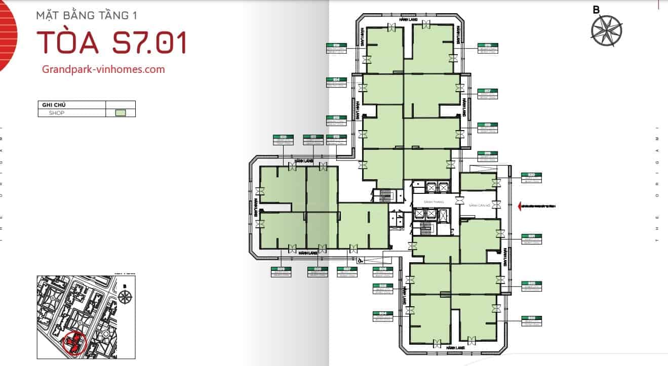 layout shophouse origami tòa s701