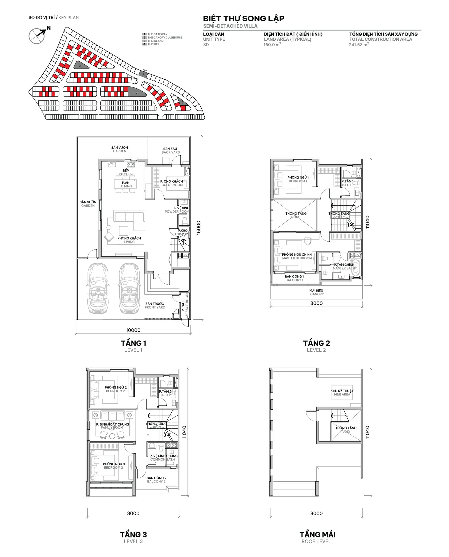 Layout thiết kế biệt thự song lập The Orchard với diện tích đất 160m2 và diện tích sàn xây dựng 241m2. Layout thiết kế biệt thự song lập The Orchard với diện tích đất 160m2 và diện tích sàn xây dựng 241m2.