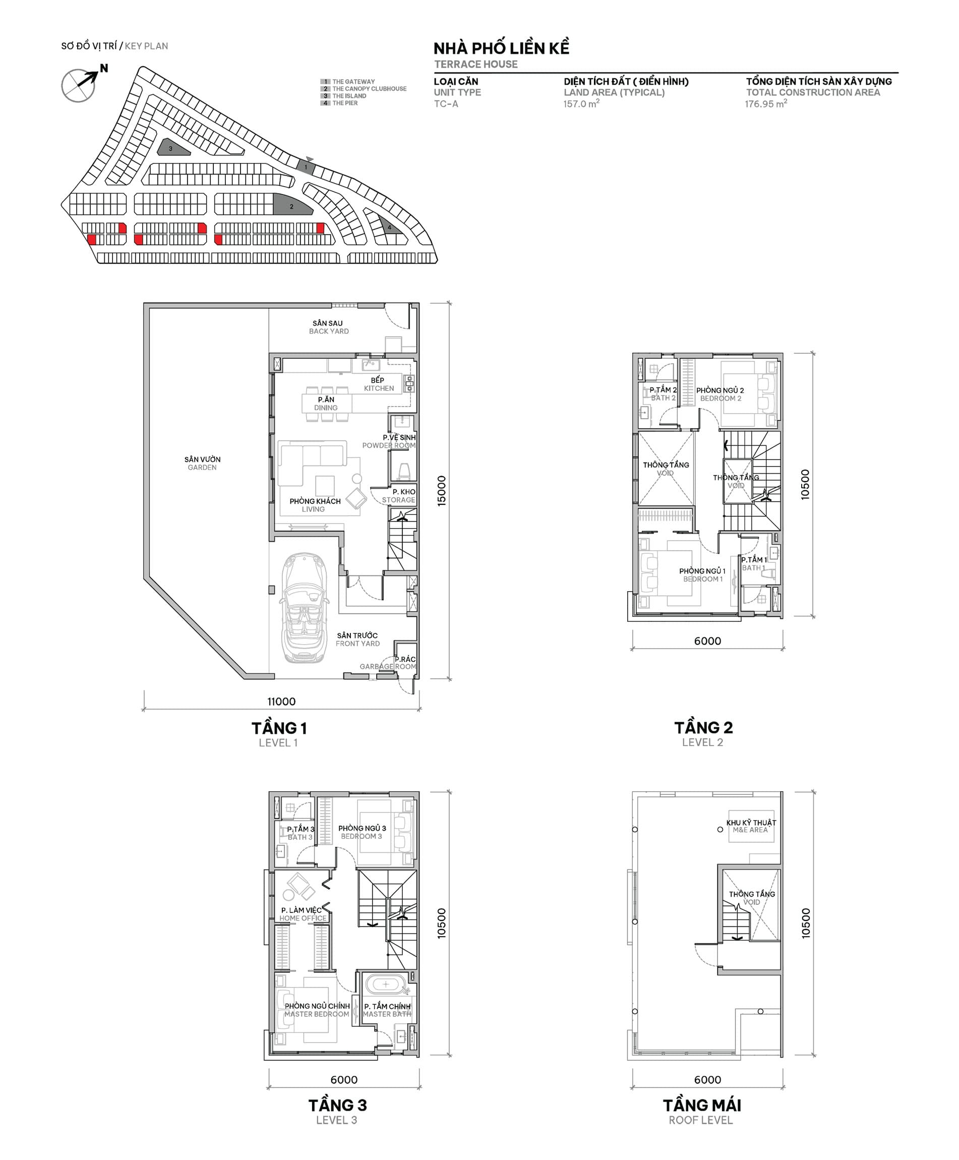 Layout thiết kế nhà phố liền kề The Orchard với diện tích đất 157m2 và diện tích sàn xây dựng 176m2. Layout thiết kế nhà phố liền kề The Orchard với diện tích đất 157m2 và diện tích sàn xây dựng 176m2.