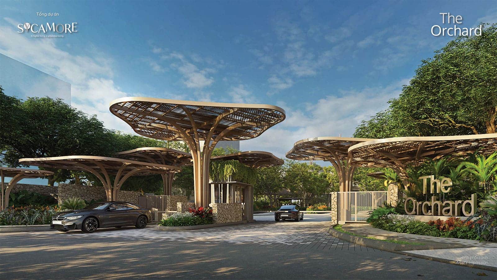 Phối cảnh Cổng Vào tại phân khu The Orchard dự án Sycamore. Phối cảnh Cổng Vào tại phân khu The Orchard dự án Sycamore.